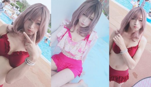 女装娘 あすか☆スライドショー 水着・ビキニ・プール・海 slide show Japanese Crossdresser(女装子)